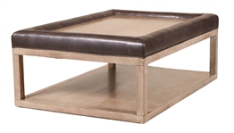 Modern Grey-Stained and Leather Low Table