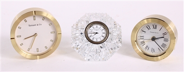Two Tiffany & Co. Brass Round Desk Clocks