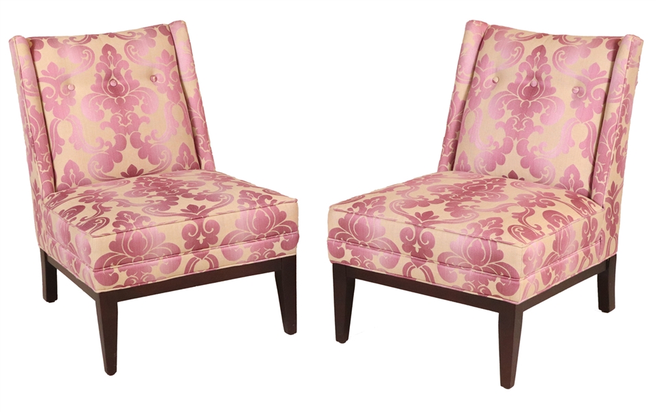 Pair of Jonathan Adler Upholstered Slipper Chairs