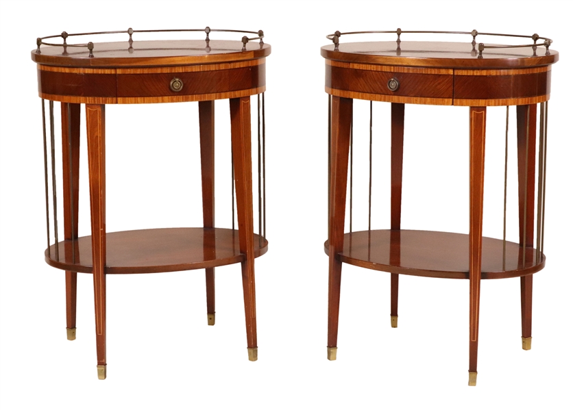 Pair of Federal Style Inlaid Mahogany Side Tables