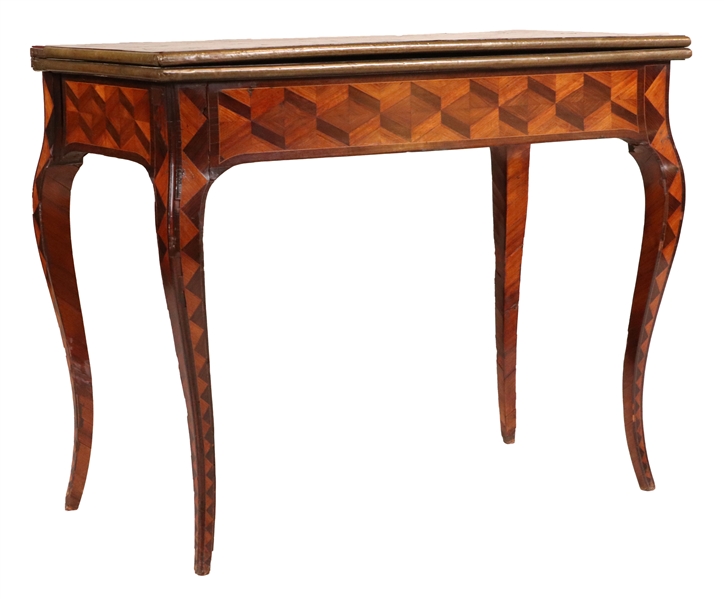 Louis XV Marquetry Inlaid Swing Leg Games Table