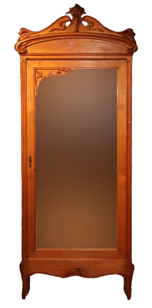 Art Nouveau Oak Mirrored Wardrobe