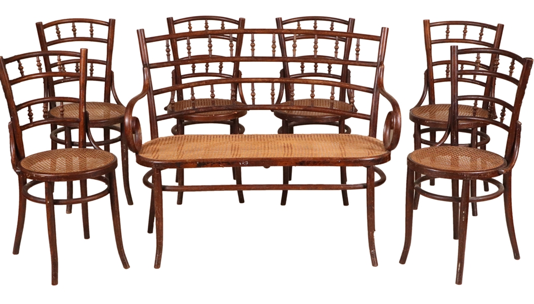 Suite of Bentwood Caned Seating Furniture