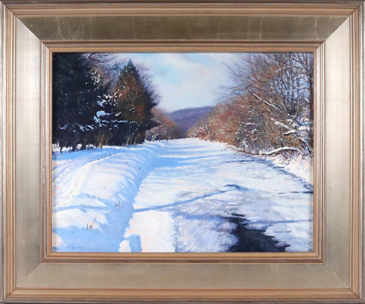 Michael Budden, Oil on Canvas, "Winter Canal"