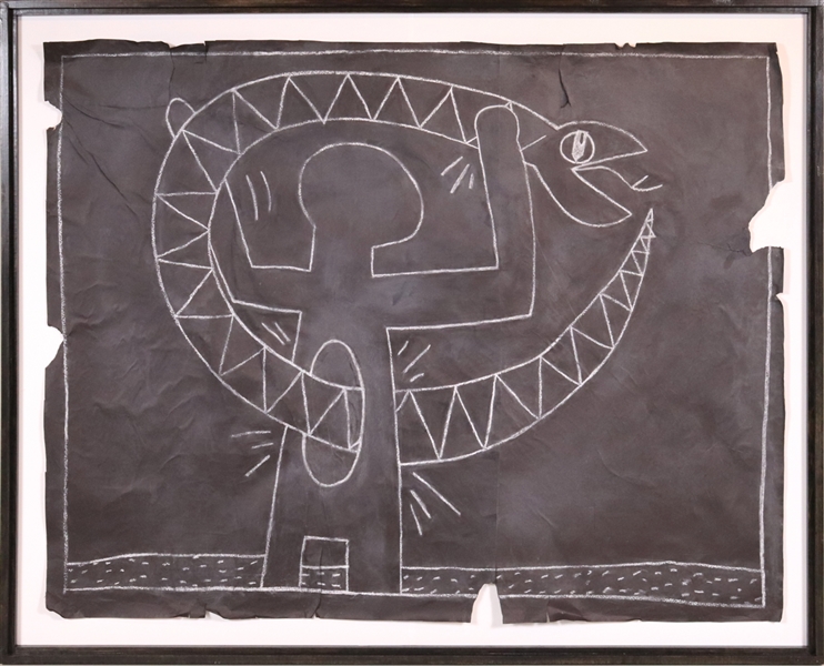 Keith Haring Subway Chalk Drawing, The Ouroboros