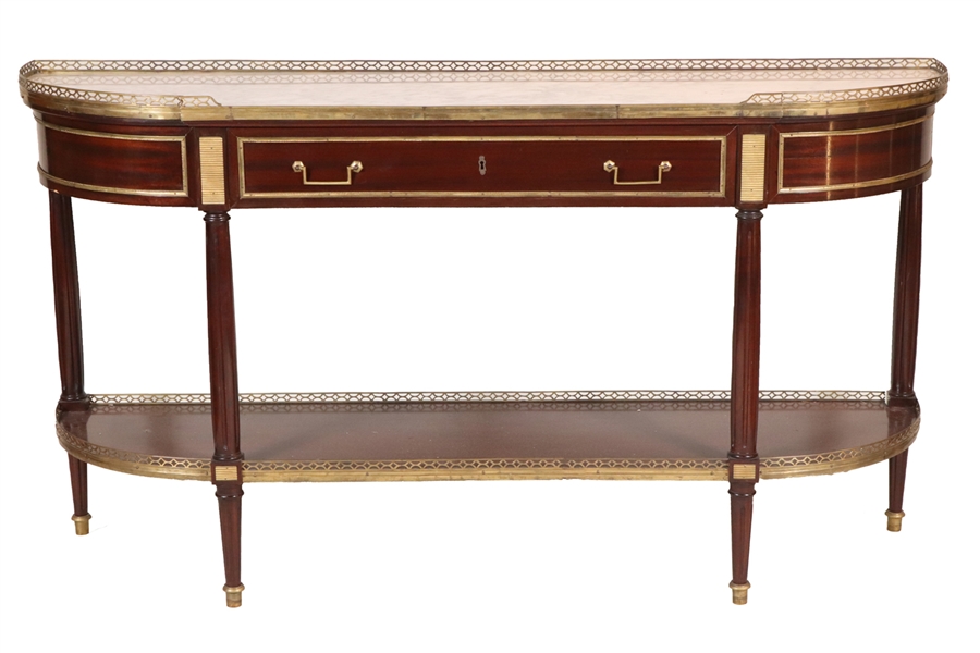 Louis XVI Style Marble Top Mahogany Console Table