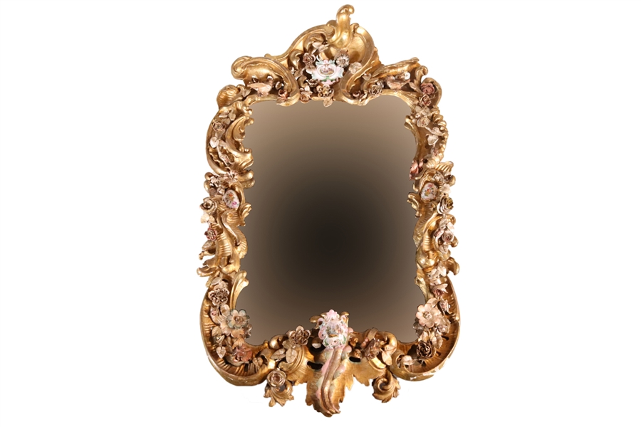 German Rococo Giltwood Mirror