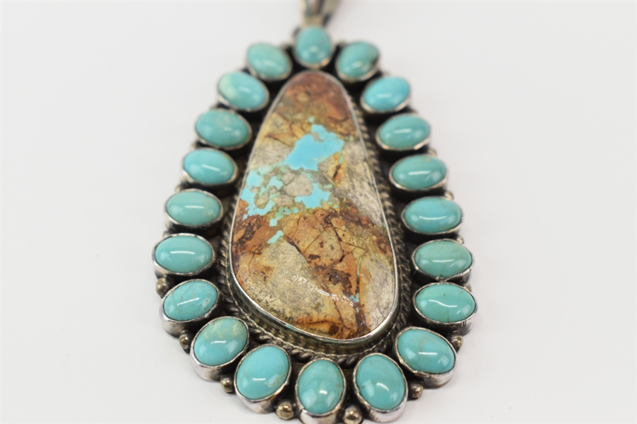 Lot Detail - Daniel Mike Sterling and Turquoise Pendant