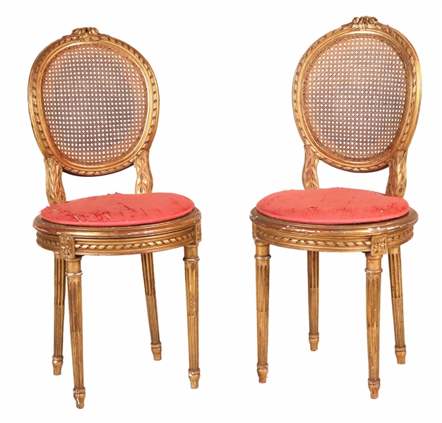 Pair of Louis XVI Giltwood Side Chairs
