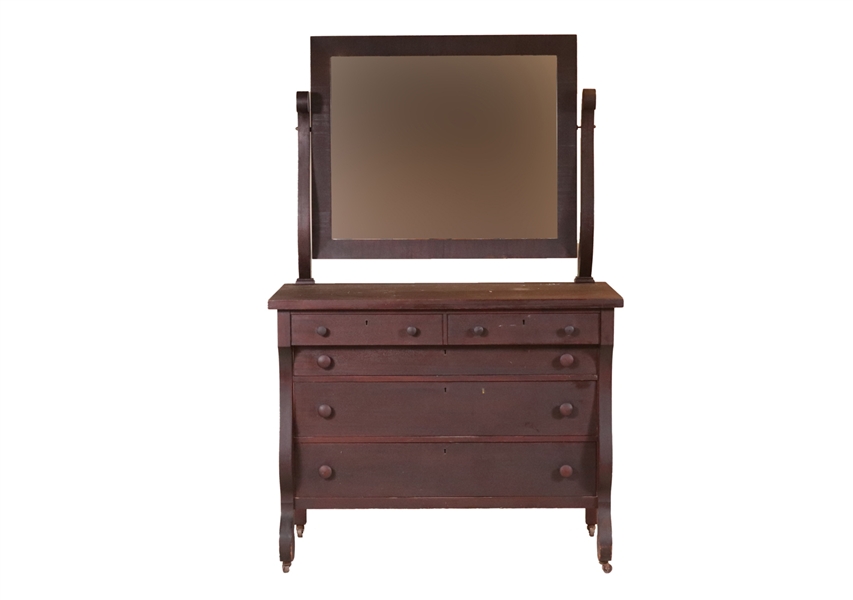 Empire Style Mahogany Dressing Chest with Mirror