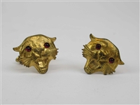 Pair of Gold Tone Panther Head Cufflinks