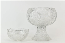 Impressive Cut Crystal Punchbowl and Stand
