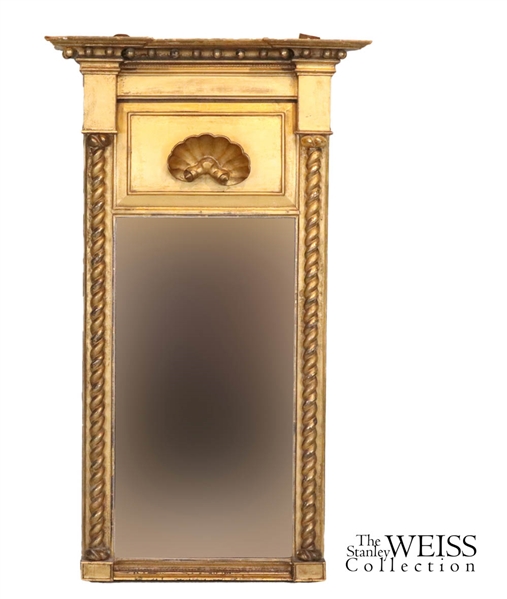 Classical Giltwood Mirror with Clam Shell Carving