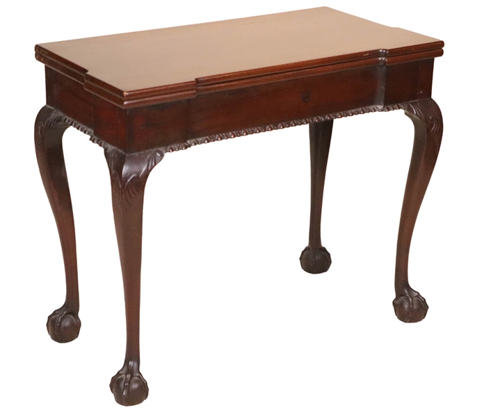 Chippendale Carved Mahogany Card Table