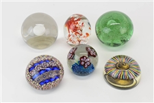 Six of Assorted Glass Paperweights