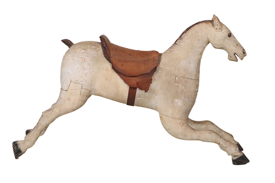 Carved and White Painted Rocking Horse