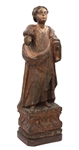 Carved Wood Figure of a Lady on a Pedestal