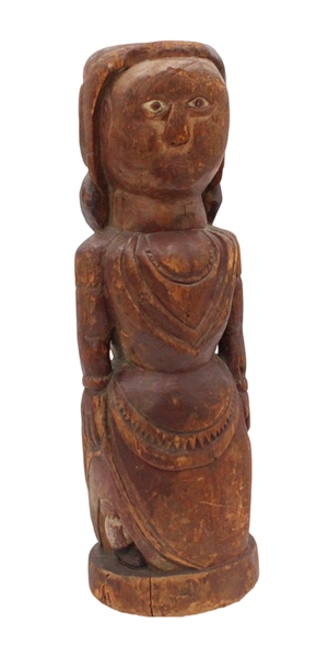 Carved Pine Figure of a Woman