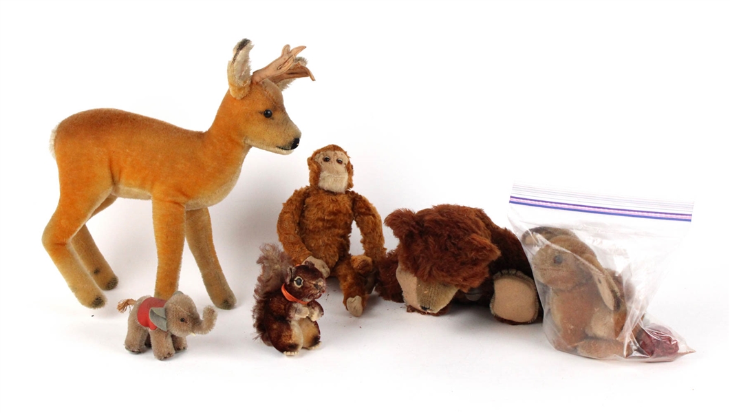 Six Stuffed Animal Toys Including Steiff