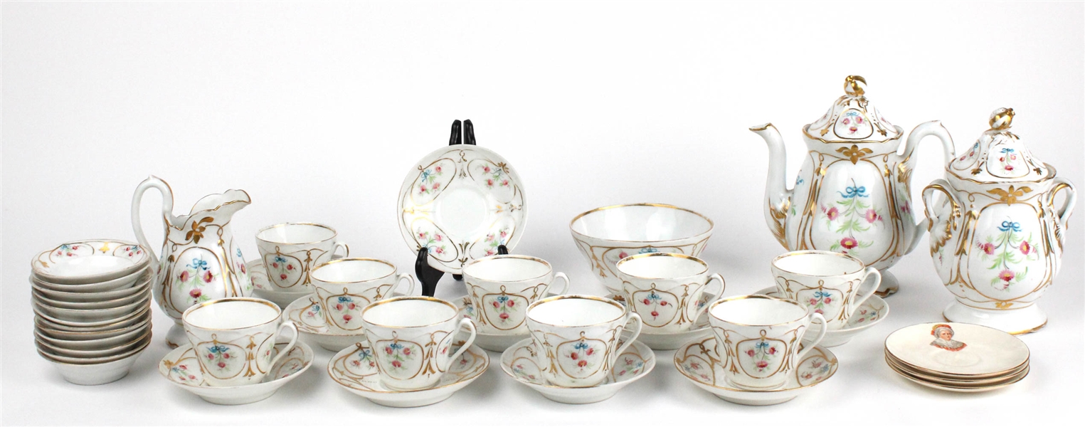 Parcel-Gilt and Floral Decorated Tea Service