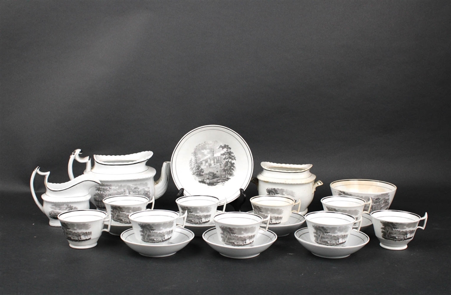 Liverpool Transfer Decorated Porcelain Tea Set