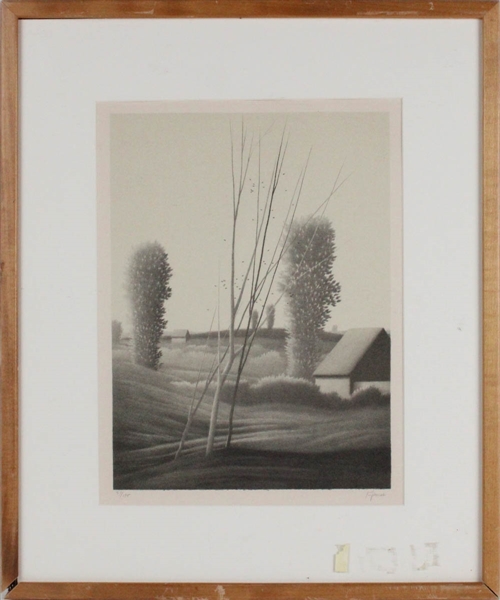 Robert Kipness, Lithograph, Tree and Farm