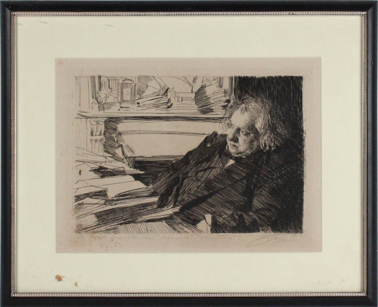 Anders Zorn, Etching, Portrait of Ernest Renan