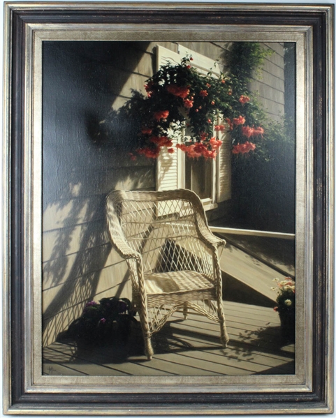Helen Bacon Hoffman, Porch with Wicker Chair