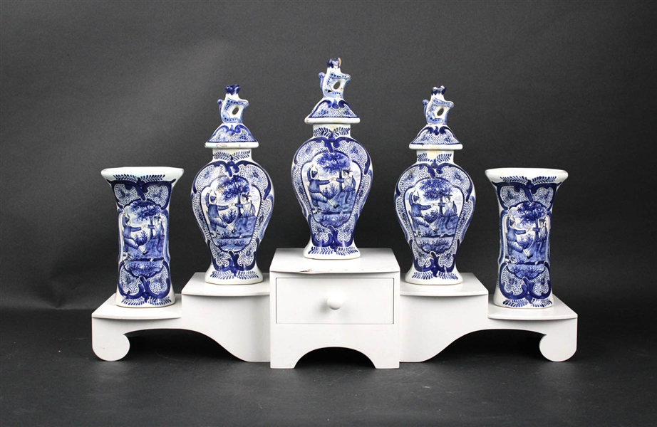 Five-Piece Delftware Garniture Set