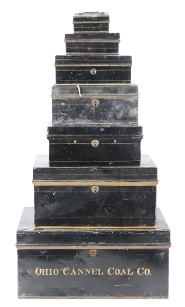 Group of Seven Graduated Toleware Boxes