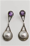 Pair of Sterling Silver Pendant Drop Earrings