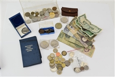 Group of Assorted Foreign Coins and Paper Money