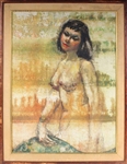 Mid-Century Oil on Canvas of Bather