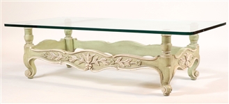 Neoclassical Style Painted Glass Top Low Table