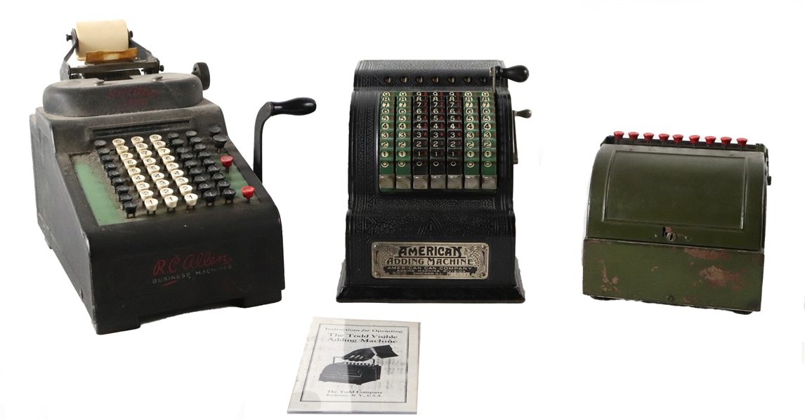 Three Vintage Adding Machines