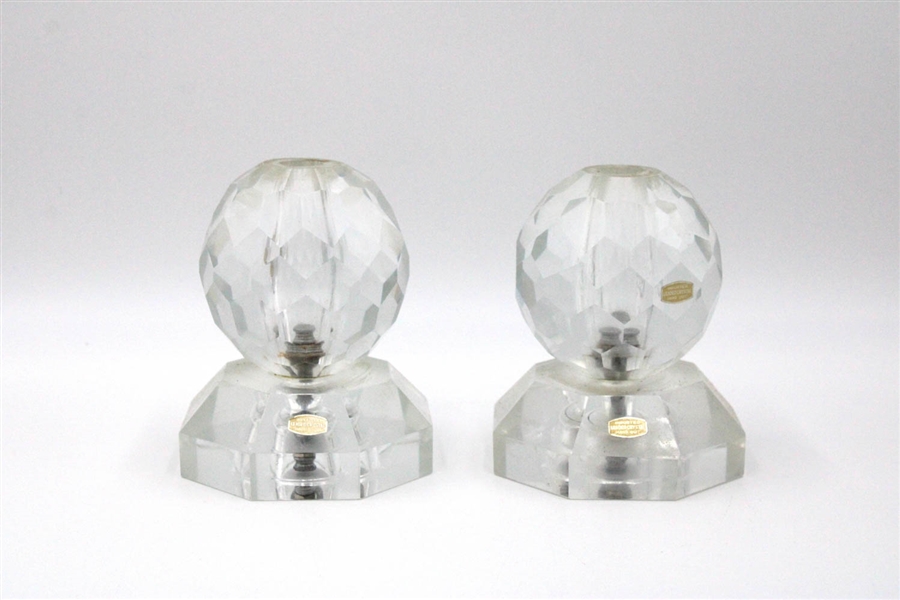 Pair of Faceted Hand-Cut Crystal Lamp Bases