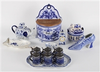 Fourteen Blue and White Porcelain Table Articles
