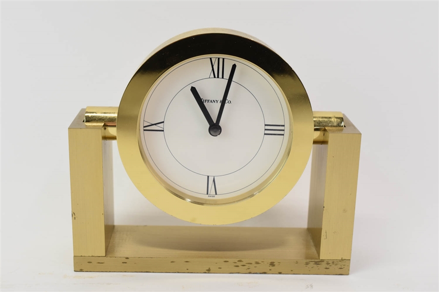 Tiffany & Co. Gold Toned Brass Desk Clock