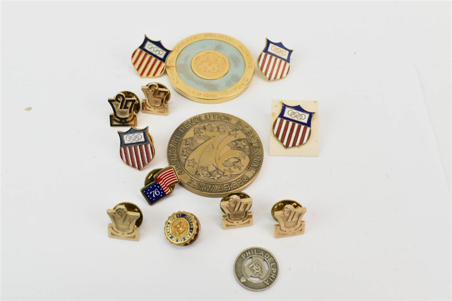 Lot of Bicentennial and Olympic Pins & Medallions