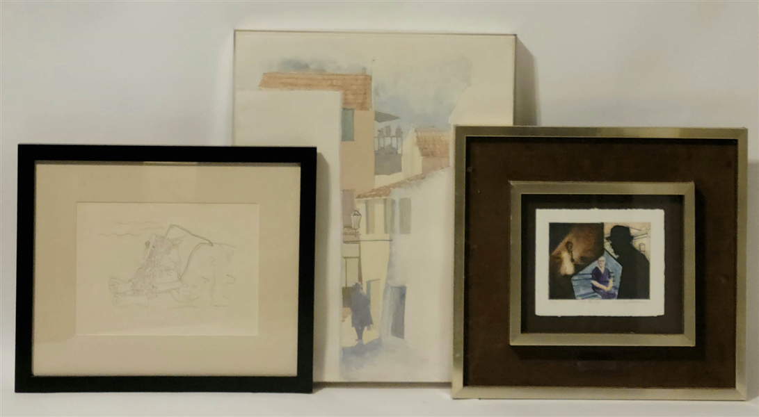 Three Framed Modern Art Prints with Lithograph