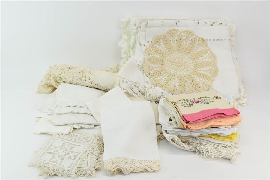 Group of White Napkins and Table Linens