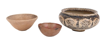 Three Ethnographic Glazed Pottery Bowls