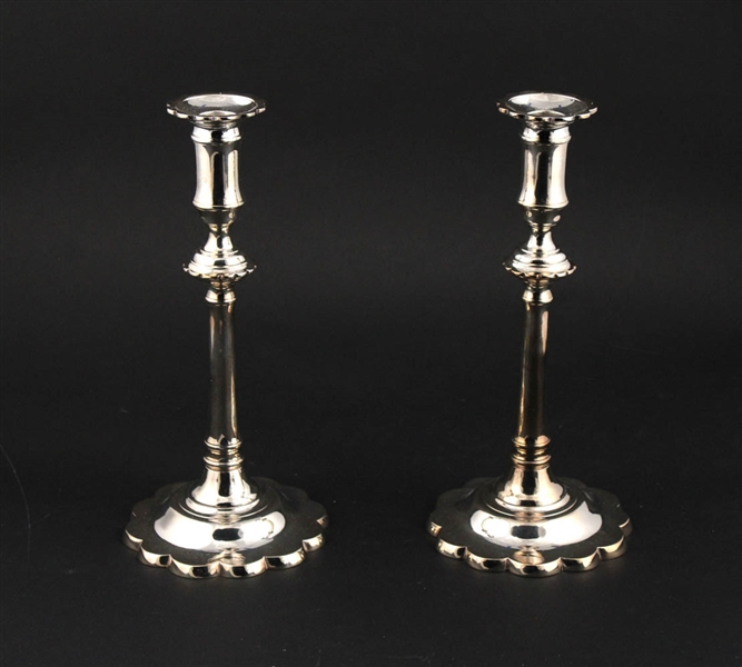 Pair of Plated Push-Up Candlesticks