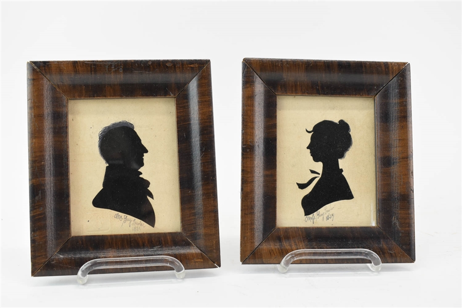 Mr & Mrs Guy Lawler 1839 Antique Ink Silhouettes 
