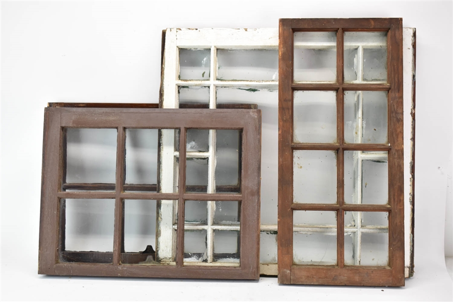 Four Vintage Multi-Pane Glass Windows