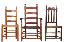 Two Ladderback Tape Seat Chairs