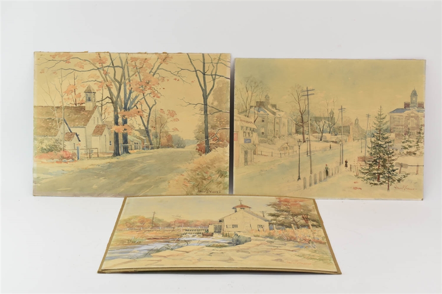 Ernest Cramer, Three Watercolors of Manhasset