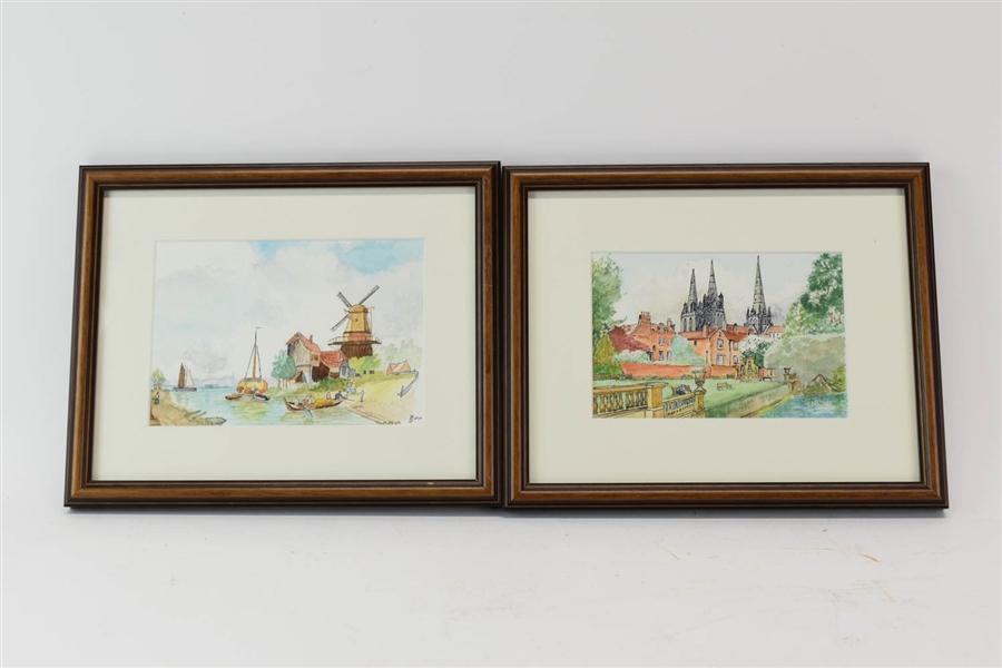 Two European Style Watercolors