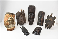 Group of Tribal Style Carved Wooden Masks