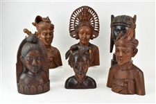 Group of Carved Wooden Busts
